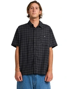 Liquid Short Sleeve Shirt in Black Check Print