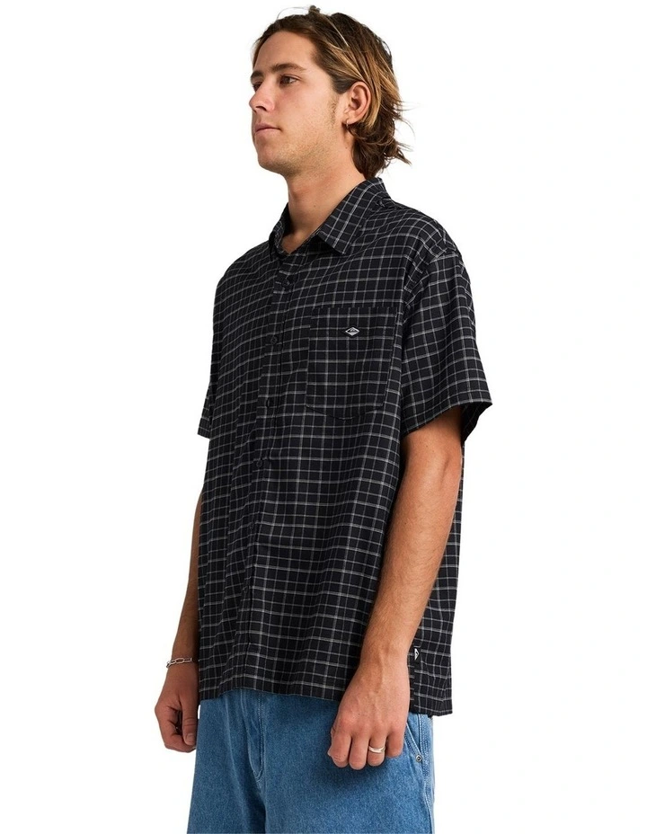 Liquid Short Sleeve Shirt in Black Check Print image 3
