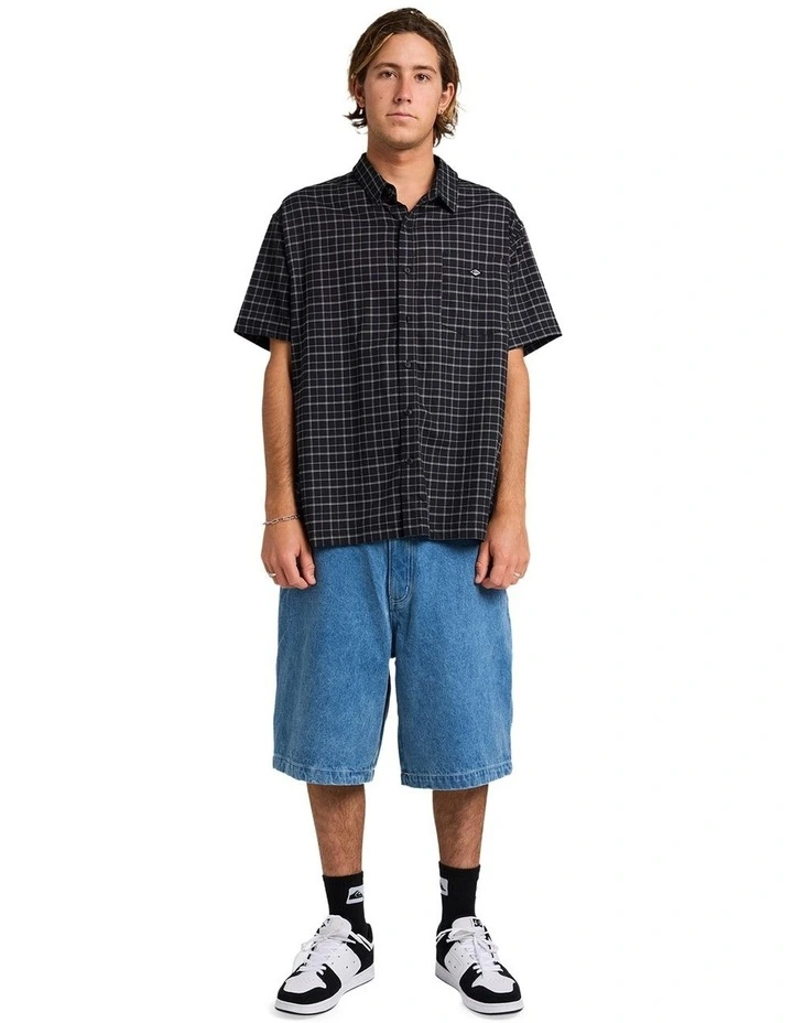 Liquid Short Sleeve Shirt in Black Check Print image 5