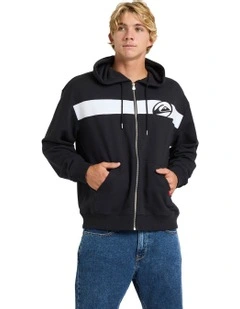 Tilt Panel Zip Up Hoodie in Black