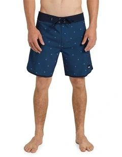 Surfsilk Scallop 18 Inch Boardshorts in Dark Denim Ditsy Hibiscus