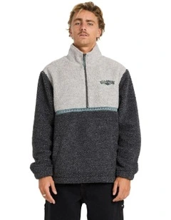 Tombstone Mock Neck Fleece Top in Grey