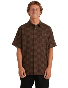 Sundays Jaquard Short Sleeve Shirt in Brown