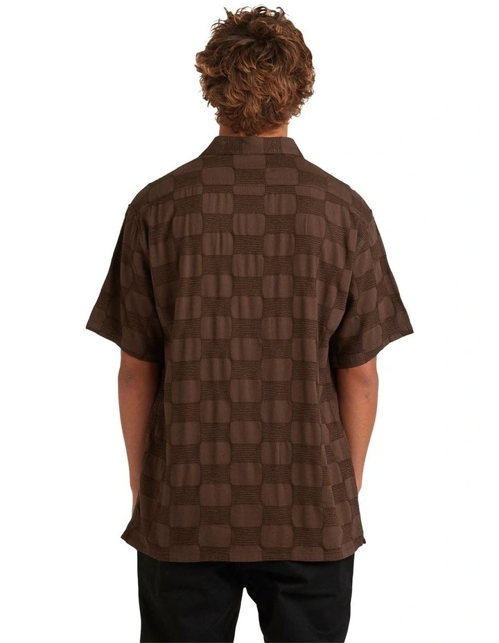 Sundays Jaquard Short Sleeve Shirt in Brown image 2