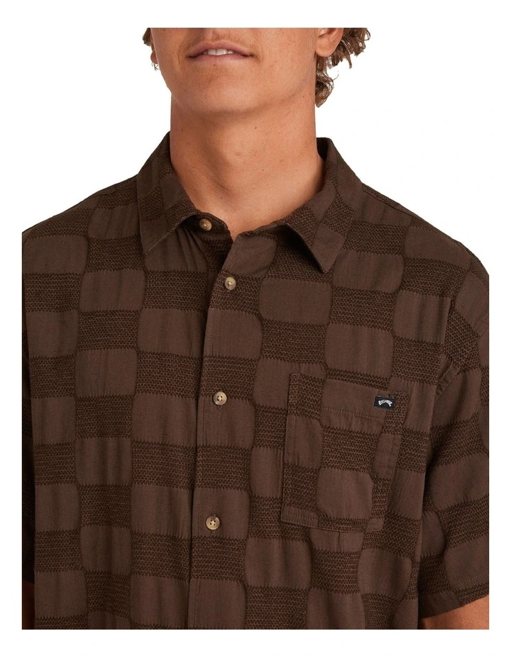 Sundays Jaquard Short Sleeve Shirt in Brown image 4