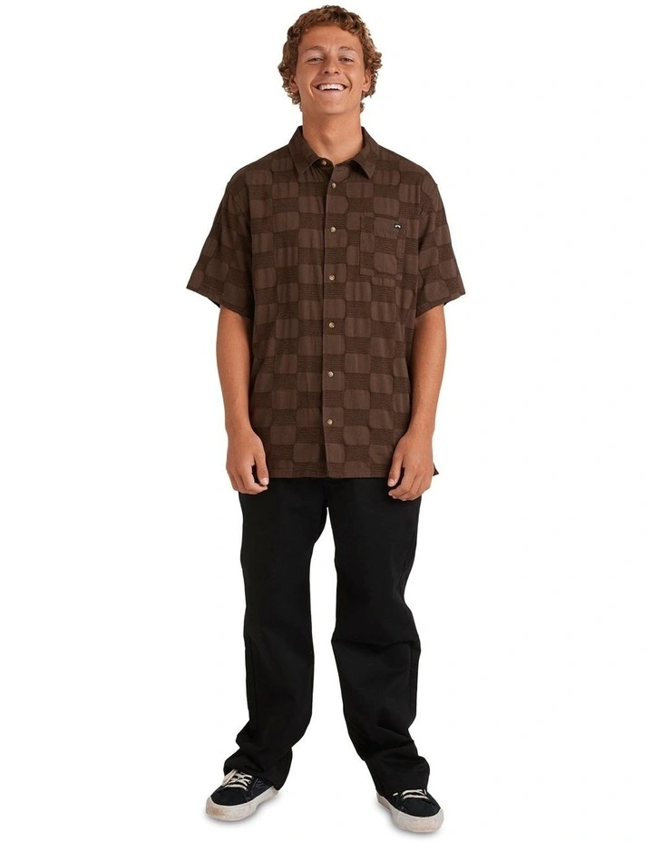 Sundays Jaquard Short Sleeve Shirt in Brown image 5