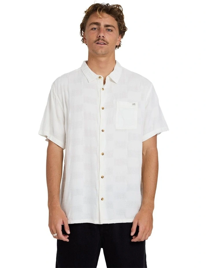 Sundays Jaquard Short Sleeve Shirt in White image 1