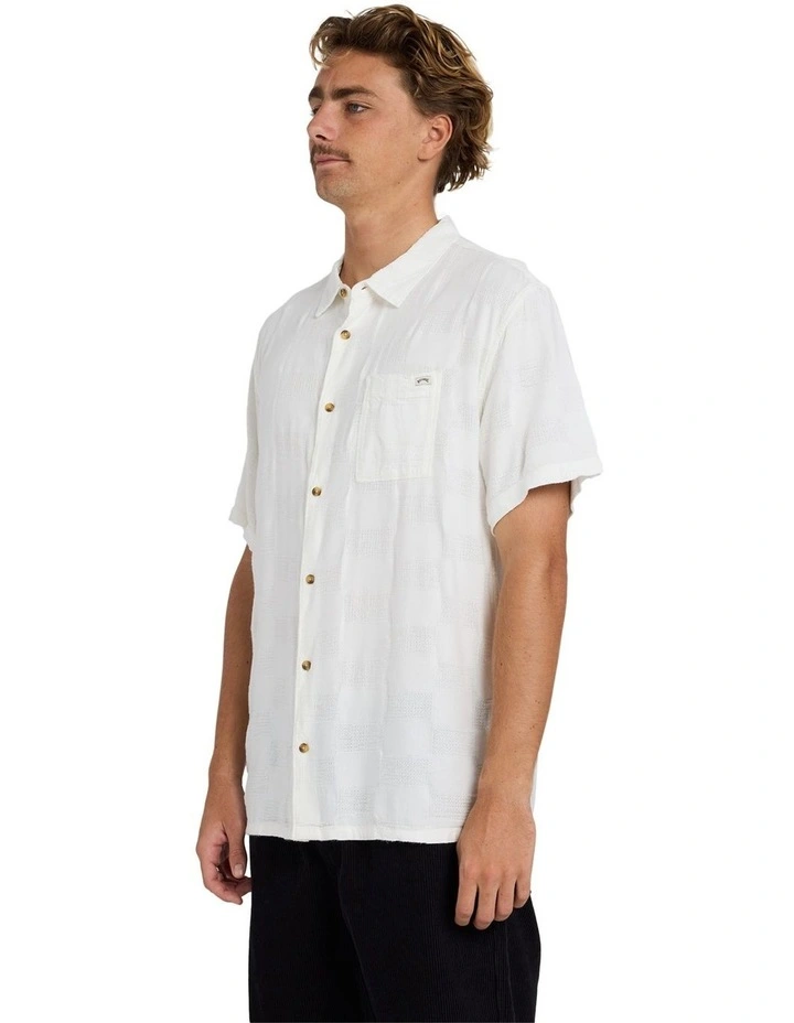 Sundays Jaquard Short Sleeve Shirt in White image 3