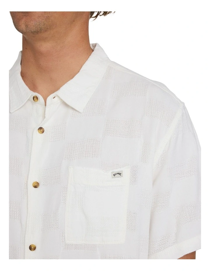 Sundays Jaquard Short Sleeve Shirt in White image 4