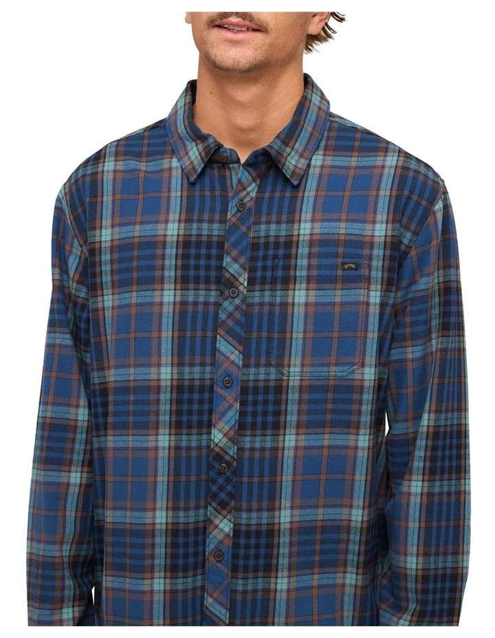 Coastline Long Sleeve Flannel Shirt in Dark Denim Check image 4