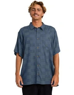Sundays Jacquard Short Sleeve Shirt in China Blue