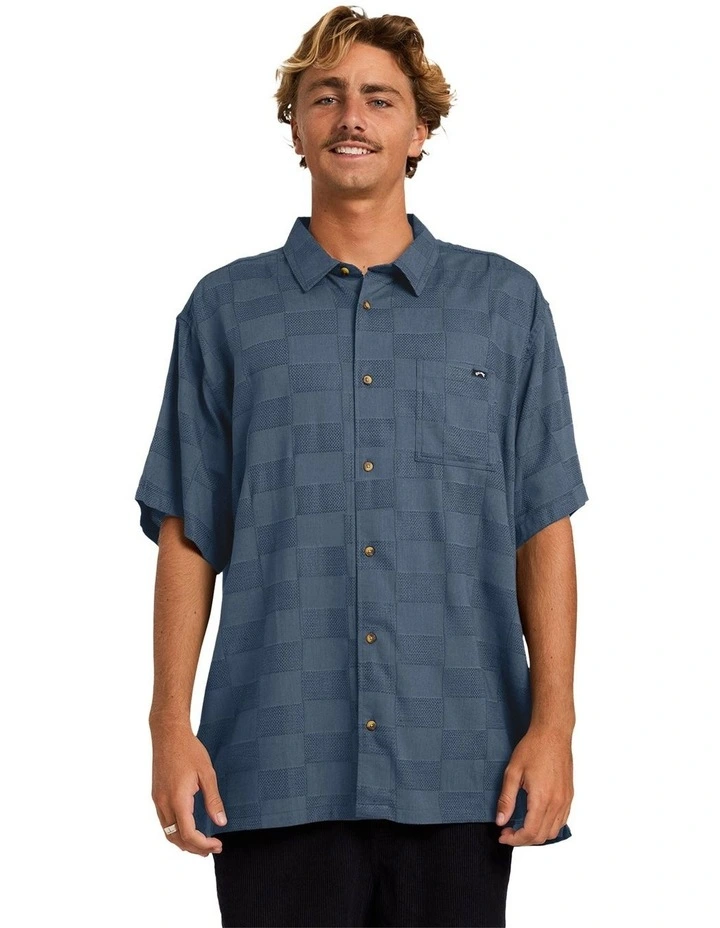 Sundays Jacquard Short Sleeve Shirt in China Blue image 1
