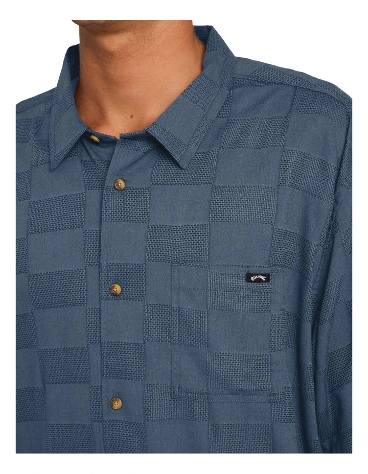 Sundays Jacquard Short Sleeve Shirt in China Blue image 4