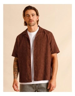 Jai Jacquard Short Sleeve Shirt in Brown