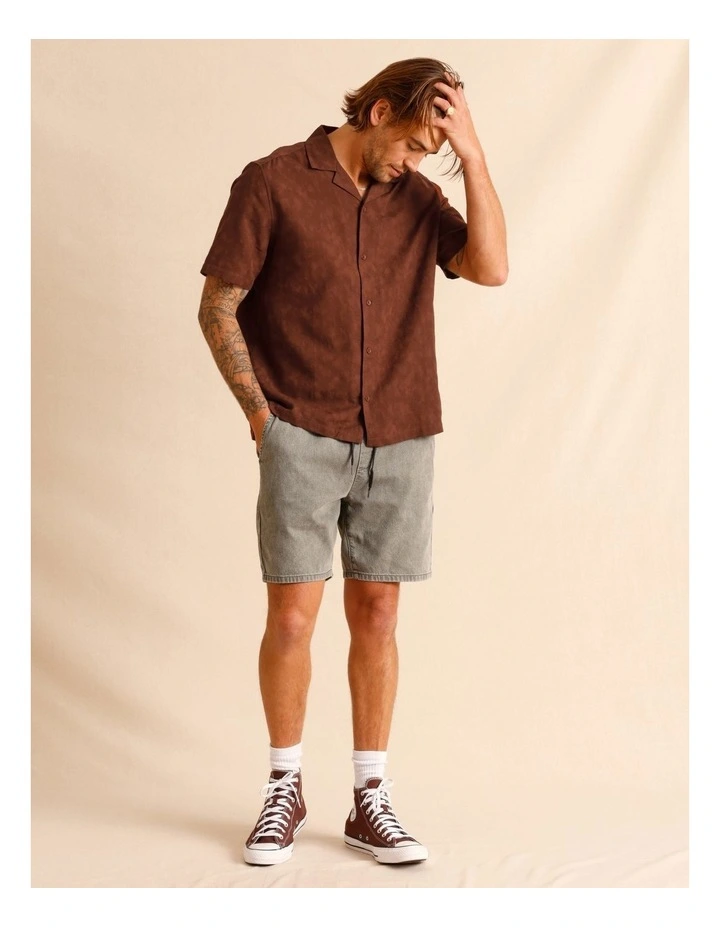 Jai Jacquard Short Sleeve Shirt in Brown image 2