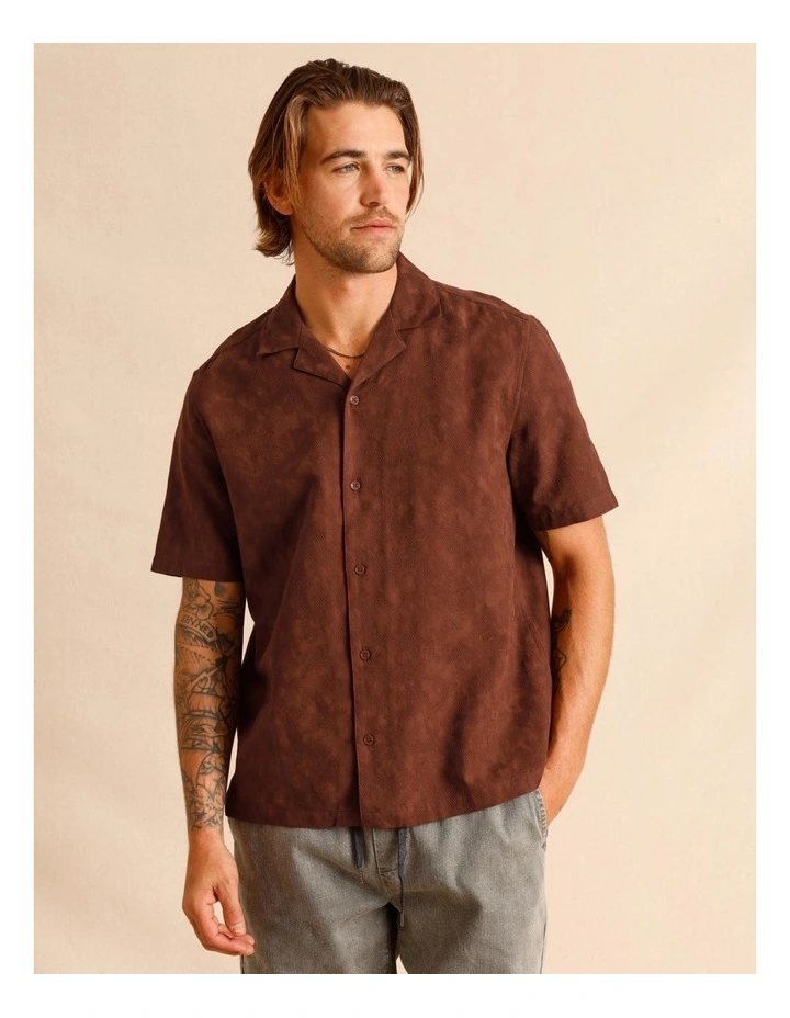 Jai Jacquard Short Sleeve Shirt in Brown image 3