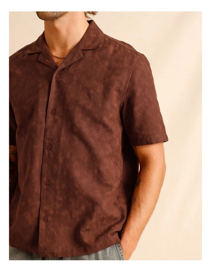 Jai Jacquard Short Sleeve Shirt in Brown image 4
