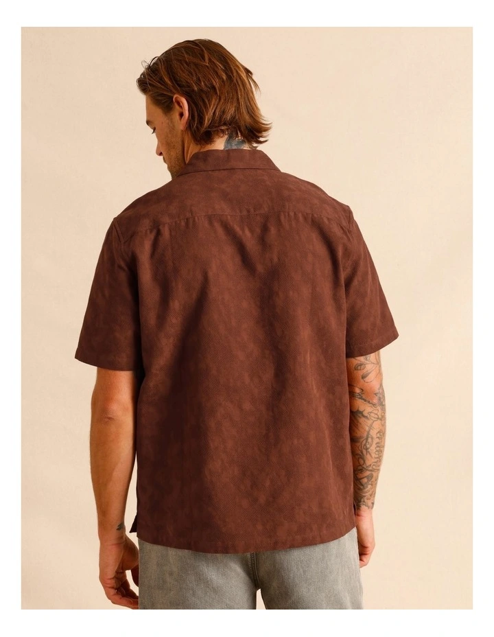 Jai Jacquard Short Sleeve Shirt in Brown image 5