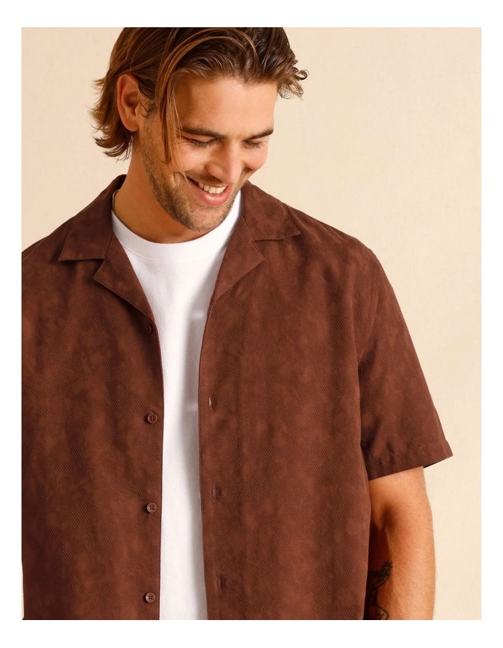 Jai Jacquard Short Sleeve Shirt in Brown image 6