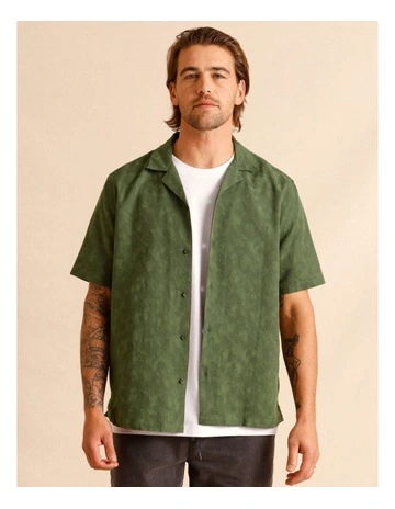 Jai Jacquard Short Sleeve Shirt in Green
