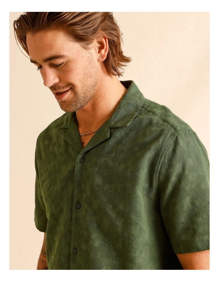 Jai Jacquard Short Sleeve Shirt in Green image 4