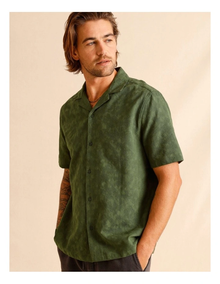 Jai Jacquard Short Sleeve Shirt in Green image 5