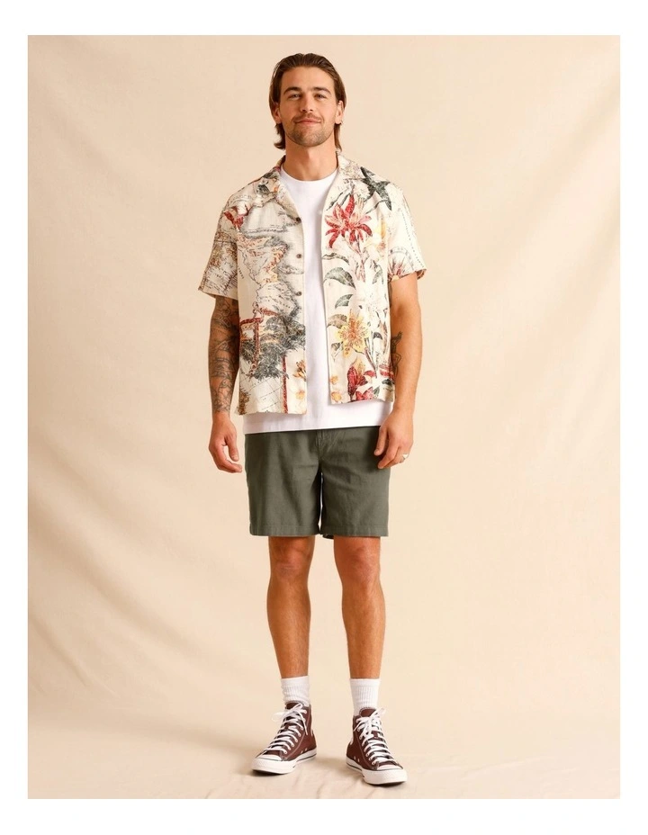 Moses Placement Print Short Sleeve Shirt in Natural image 2