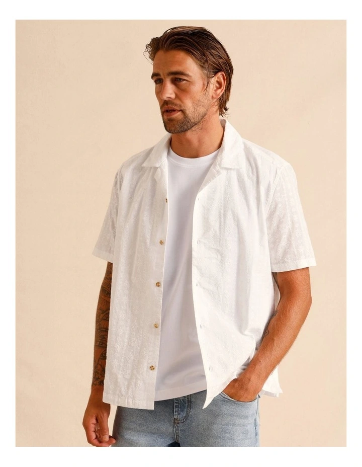 Rocco Embroidered Short Sleeve Shirt in White image 1