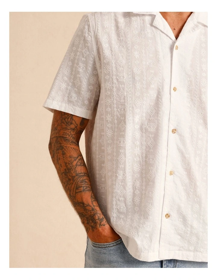 Rocco Embroidered Short Sleeve Shirt in White image 2