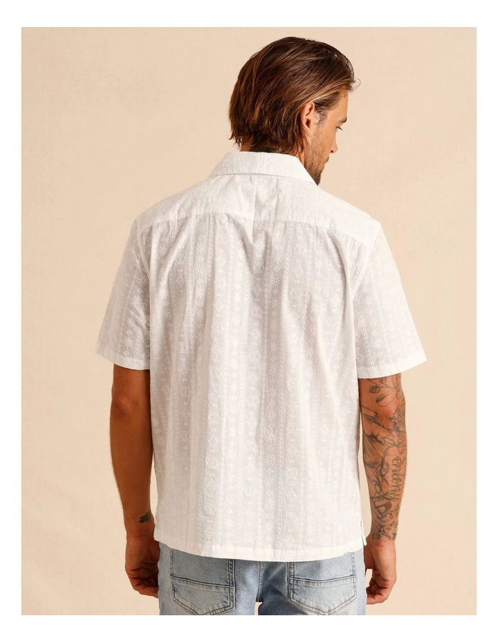 Rocco Embroidered Short Sleeve Shirt in White image 5