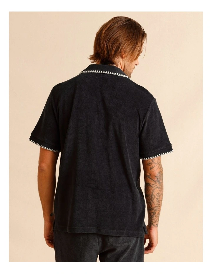 Ananya Embroidered Terry Towelling Shirt in Charcoal image 4