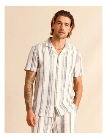 Saige Stripe Short Sleeve Shirt in Natural