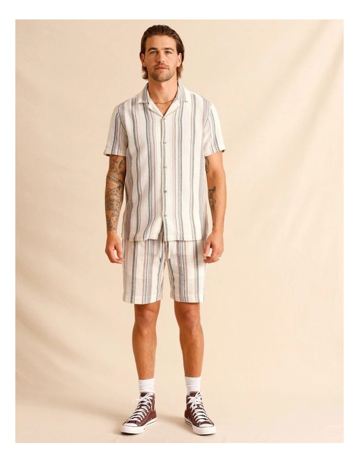 Saige Stripe Short Sleeve Shirt in Natural image 2