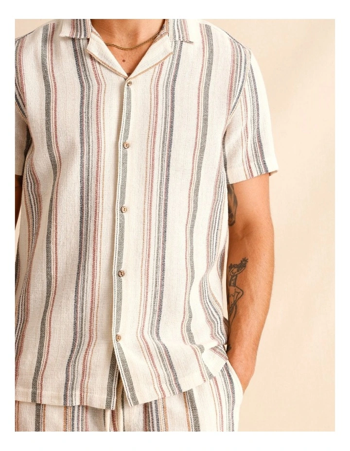 Saige Stripe Short Sleeve Shirt in Natural image 4