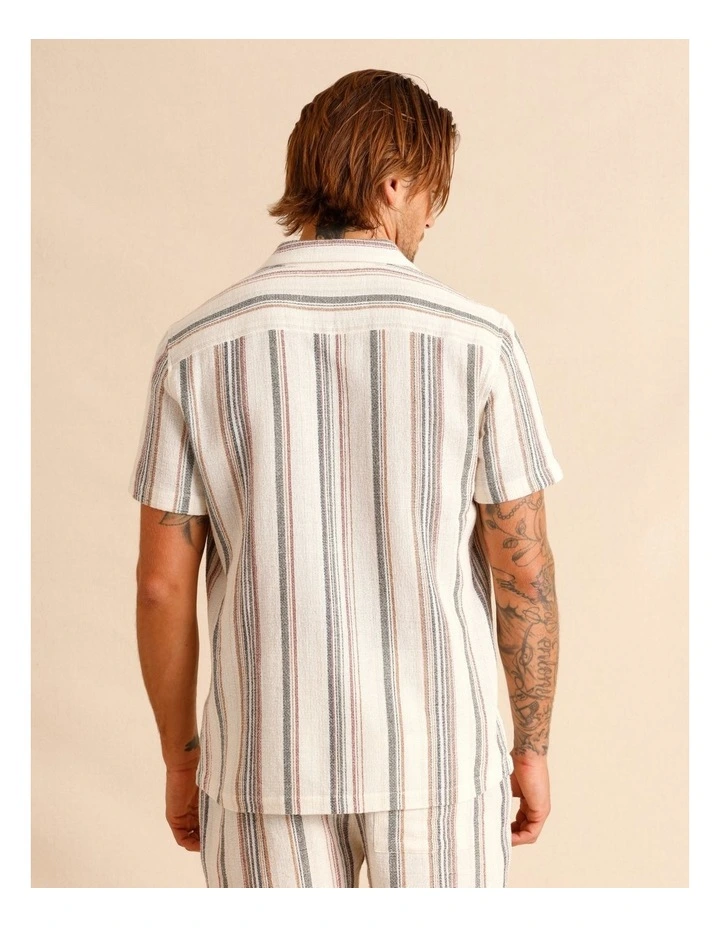 Saige Stripe Short Sleeve Shirt in Natural image 5