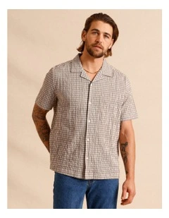 Sylas Check Short Sleeve Shirt in Brown
