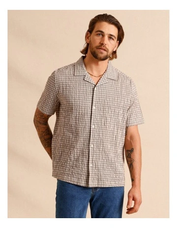 Sylas Check Short Sleeve Shirt in Brown