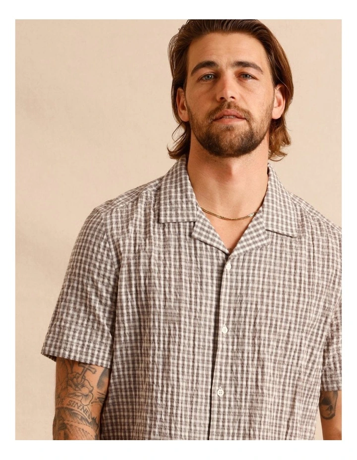 Sylas Check Short Sleeve Shirt in Brown image 4