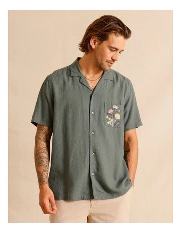 Paola Placement Embroidered Shirt in Green