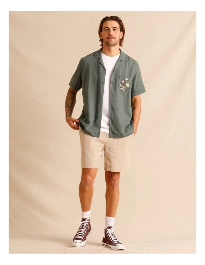 Paola Placement Embroidered Shirt in Green image 2