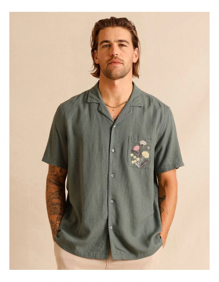 Paola Placement Embroidered Shirt in Green image 4