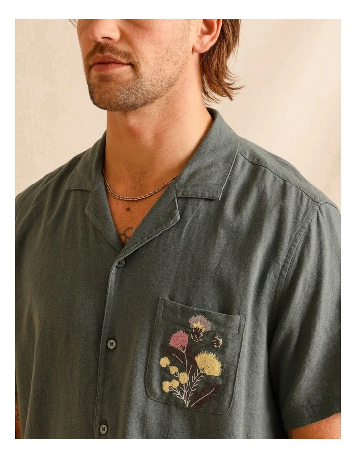 Paola Placement Embroidered Shirt in Green image 6