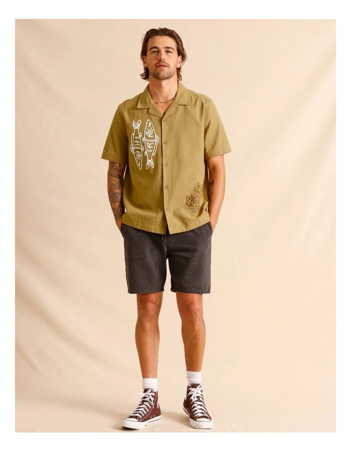 Embla Embroidered Short Sleeve Shirt in Sand image 4