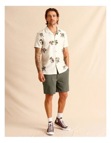 Paloma Print Short Sleeve Shirt in White