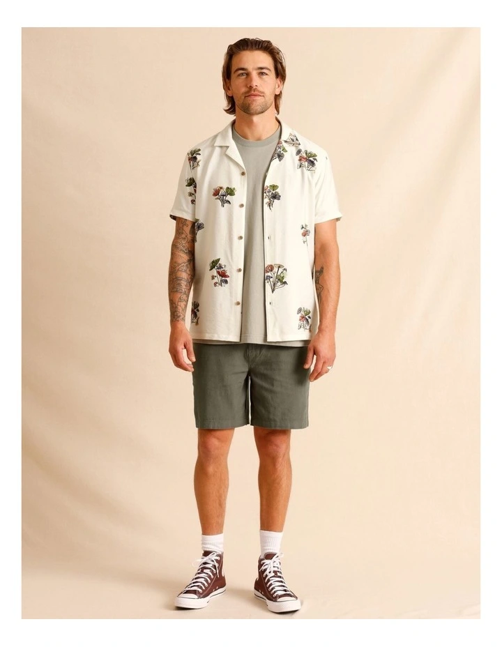 Paloma Print Short Sleeve Shirt in White image 6