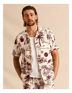 Vashti Print Short Sleeve Shirt in Cream
