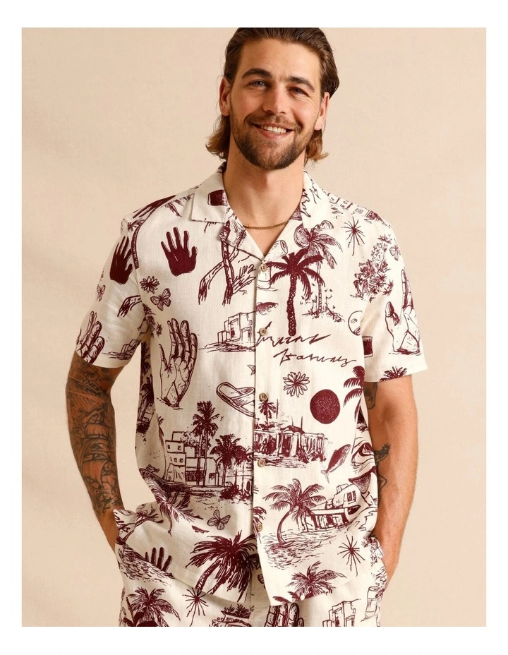 Vashti Print Short Sleeve Shirt in Cream image 2