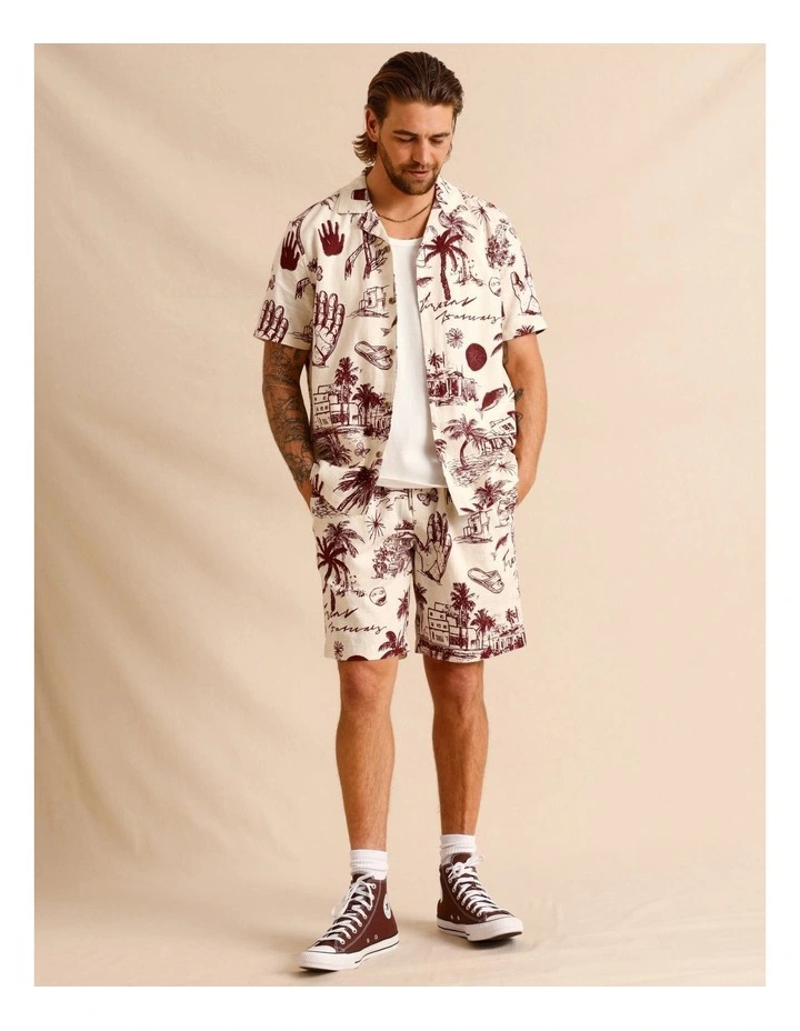 Vashti Print Short Sleeve Shirt in Cream image 3