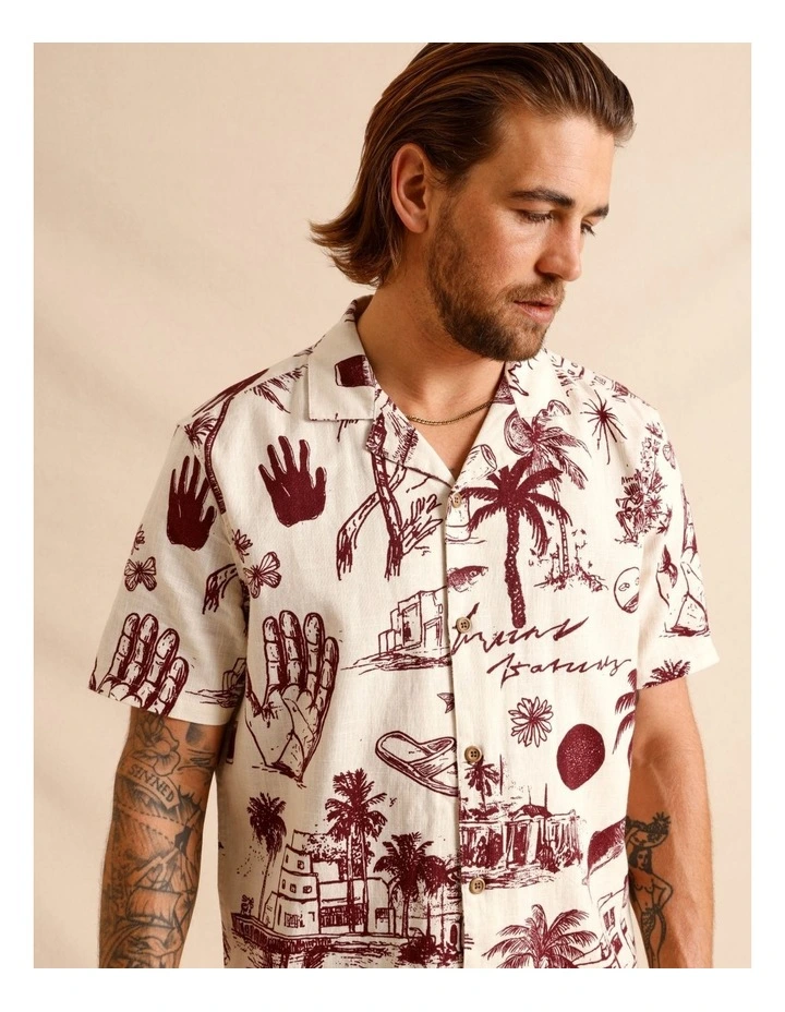 Vashti Print Short Sleeve Shirt in Cream image 4