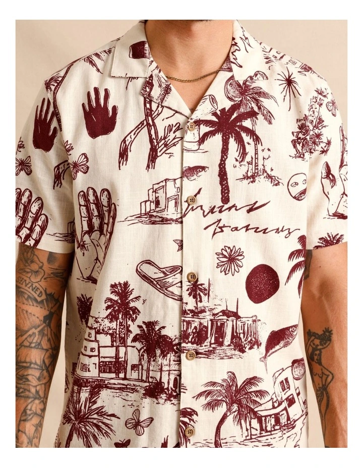 Vashti Print Short Sleeve Shirt in Cream image 5